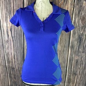 Nike Women’s Sport Golf Shirt- Purple & Green With Button V-Neck